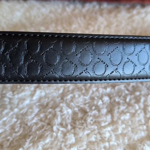Salvatore Ferragamo Black Leather Belt with Gold Double Gancini Buckle